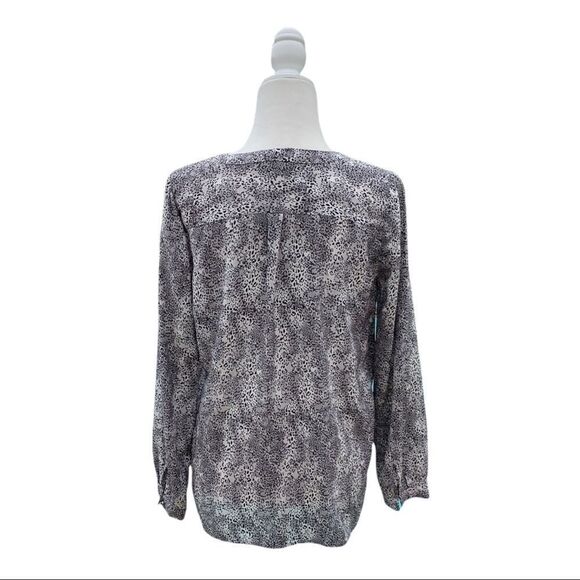 Joie Silk Long Sleeve Black Cream Animal Print - Picture 2 of 5